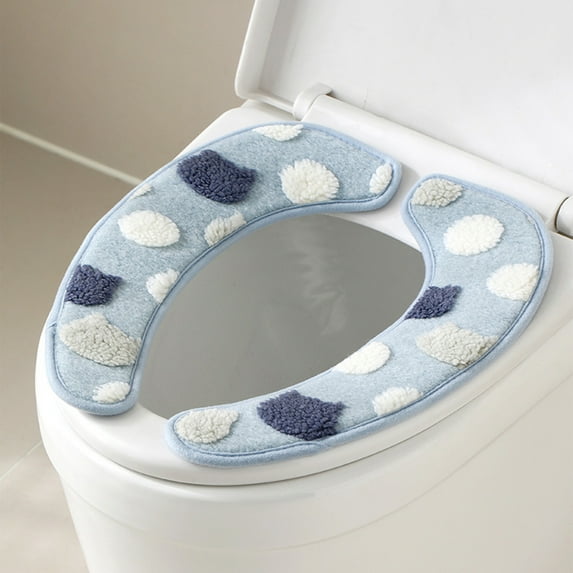Warm Toilet Seat Cover, Toilet Seat Cushion Fall And Winter Thickened Thermal Insulation Toilet Seat Paste Paste Type Toilet Seat Universal Toilet Seat A Set Of Two Piece Up to 65% off