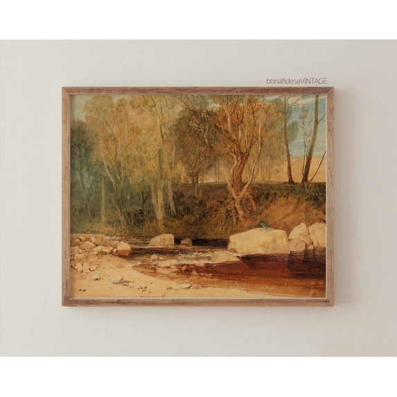 Warm Tone French Country Landscape Impasto Wall Art Poster, 8x12 UNFRAMED