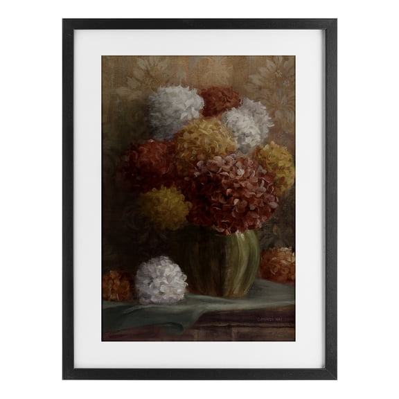 Stupell Industries Warm Tone Hydrangea Crop Black Framed Print Under Glass, design by Danhui Nai, 20 x 14