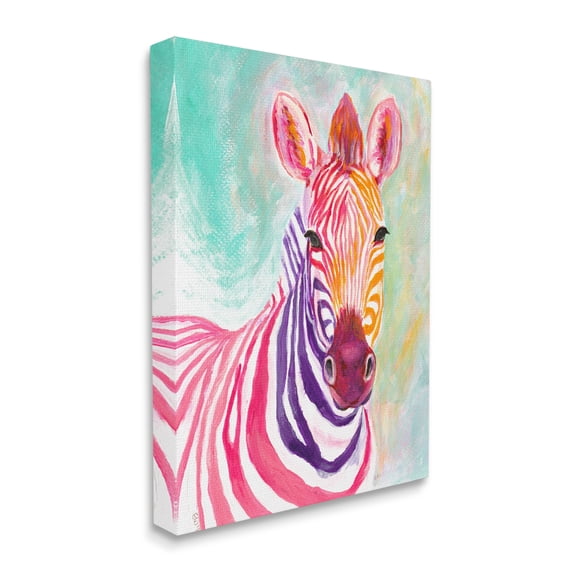 Stupell Industries Warm Tone Zebra Stripes Safari Animal Portrait Canvas Wall Art, 16 x 20, Design by Elvira Errico