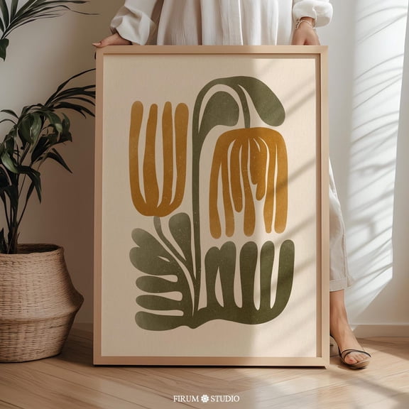 Warm Tones Abstract Botanical Print Wall Decor Boho Botanical Digital Art Print Eclectic Apartment Floral Wall Art