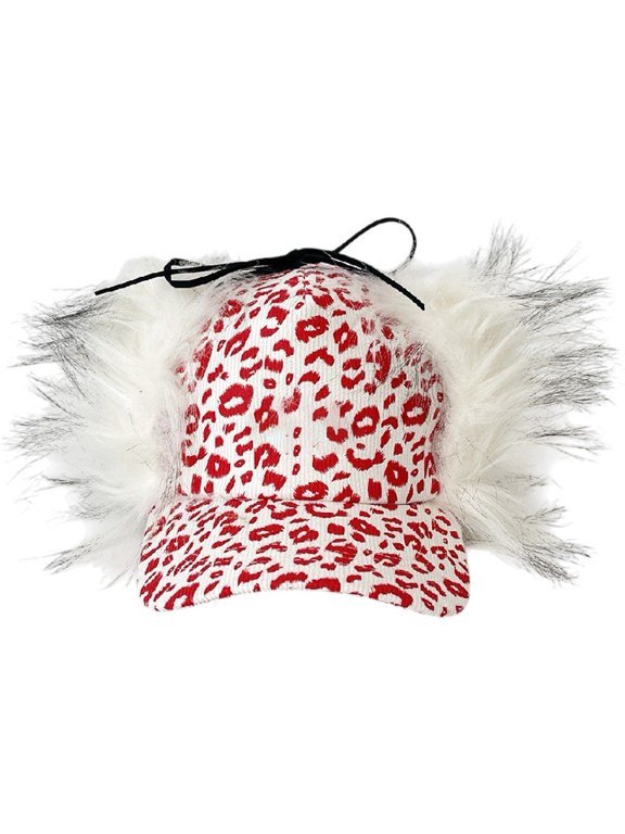 Warm Trapper Hat, Unisex Winter Ear Flap, Leopard Print Baseball Cap with Earflap, Hunting Hat for Skiing Skating Outdoor Activities