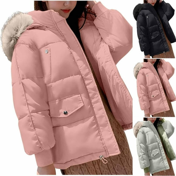 Warm Trench Coat For Women Color Blocked With Long Sleeves And Zippered With Pockets Fall/Winter Outerwear Coats (XL)