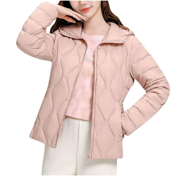 Warm Trench Coat For Women Long Sleeved Solid Color Lightweight Versatile Short Hooded Fall/Winter Outerwear Coats (M)