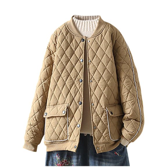 Warm Trench Coat For Women Loose Casual Solid Color Hooded Long Sleeved Khaki Fall/Winter Outerwear Coats M-2XL