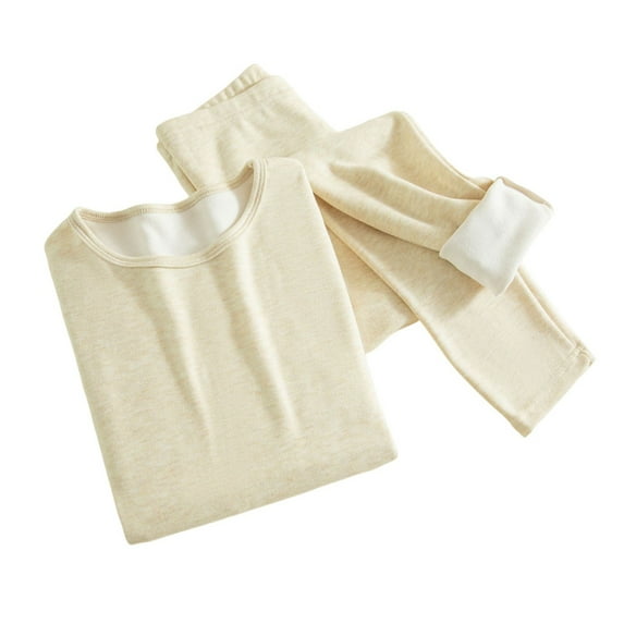 Warm Underwear Sets Women's Innerwear Set Winter Soft and Warm Long-Sleeved Thermal Top Round Neck Warm Set for Women Outfit Solid Color Undershirt for Women Cozy Casual Base Layer