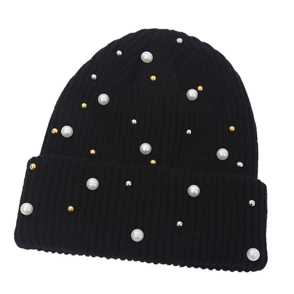 Warm Unisex Knitted Hat Travel Friendly Comfort Hat Elegant Pearls ...