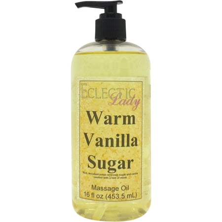 Warm Vanilla Sugar Massage Oil by Eclectic Lady, 16 oz, Sweet Almond Oil and Jojoba Oil