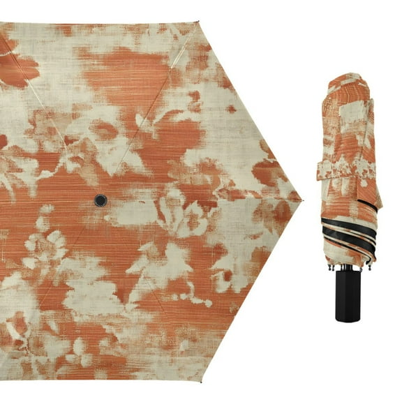 Warm Vintage Flora Patterned Compact Sun Umbrella Windproof Travel Umbrellas for Rain Strong Portable UV Protection