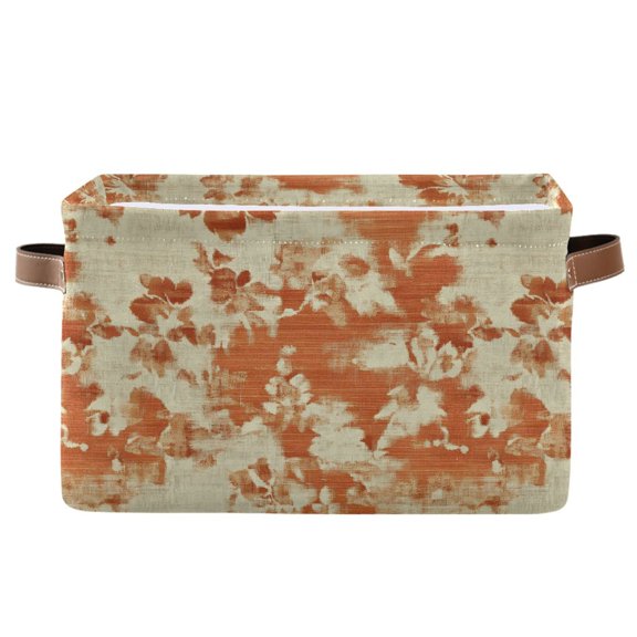 Warm Vintage Flora Patterned Storage Bins with Handle Fabric Organizer Basket Foldable Box 1 Pack 14.2x10.2x8.3