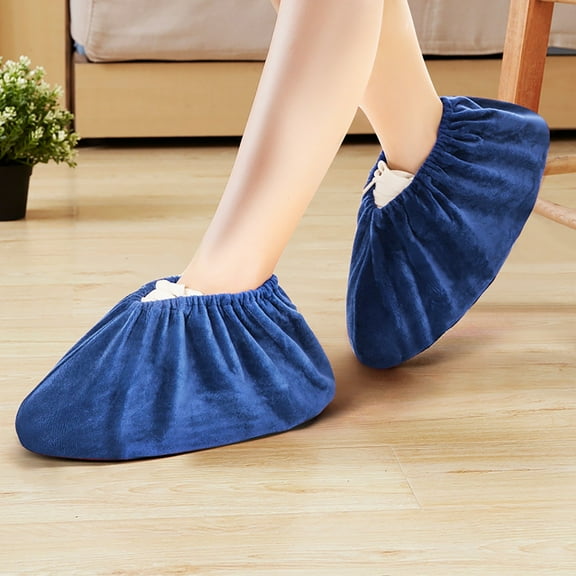 Warm, Washable, Reusable Flannel Shoe Covers with A Thick, Silenced Design. Fits Us Size 31Cm
