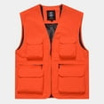 thumbnail image 1 of Warm Water Proof Jacket Men's Casual Lightweight Outdoor Waistcoat Fishing Work Travel Cargo Vest Sleeveless Jacket Multi Pockets Orange XL, 1 of 2