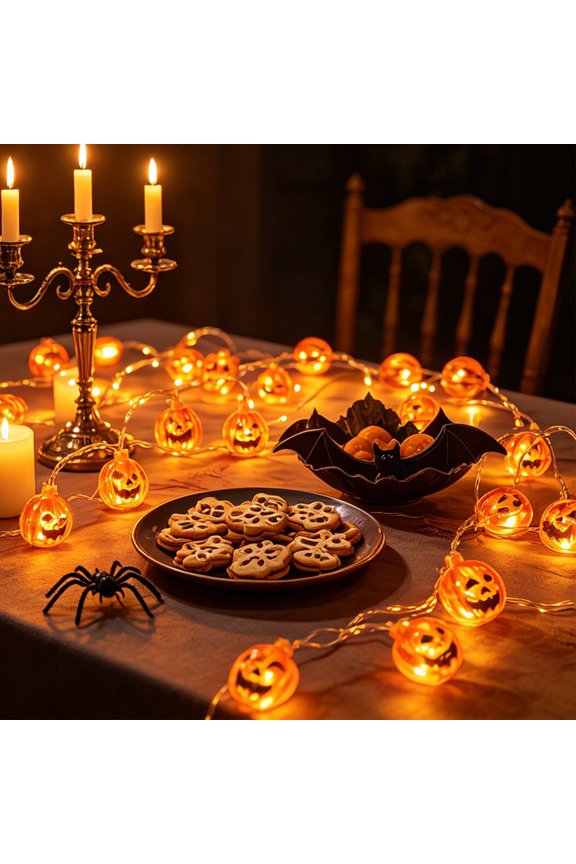 Warm White 1.5m 10-Lamp Battery Type Three-Dimensional Pumpkin String Light, Fall Thanksgiving Halloween Decor for Mantel Table