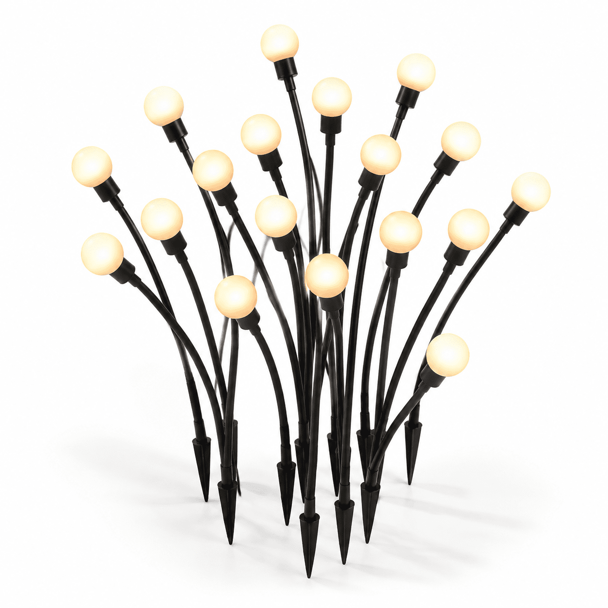 Weatherproof Firefly Warm White 12 Pack 96 LED Solar Garden Firefly Outdoor Landscape ...
