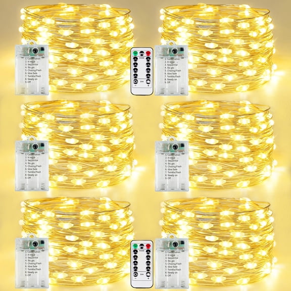 Warm White 6 Pack Fairy String Lights 26 Ft 80 LED Indoor Outdoor Decor