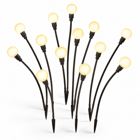 Warm White 6 Pack Solar Garden Lights Outdoor 48 LED Firefly Waterproof Yard Patio Pathway Decor