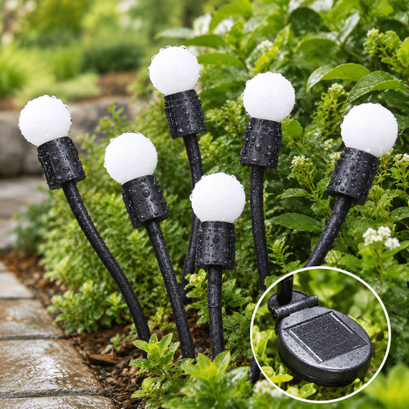 Warm White 6 Pack Solar Garden Outdoor Firefly Holiday Lighting