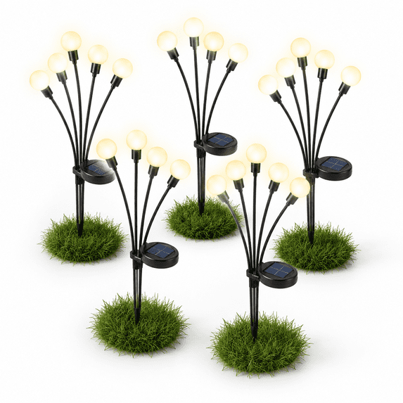 Fire Fly Packing Warm White 6 Pack Solar Garden Outdoor Lights 48 LED Firefly Waterproof ...