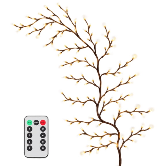 Warm White 72 Led Light Remote Brown Branch Decoration, Usb Plug in Decorative Night Lights Living Room Shelf Display, 8 Lighting Modes Usb Night Light Relaxing Atmosphere Decor