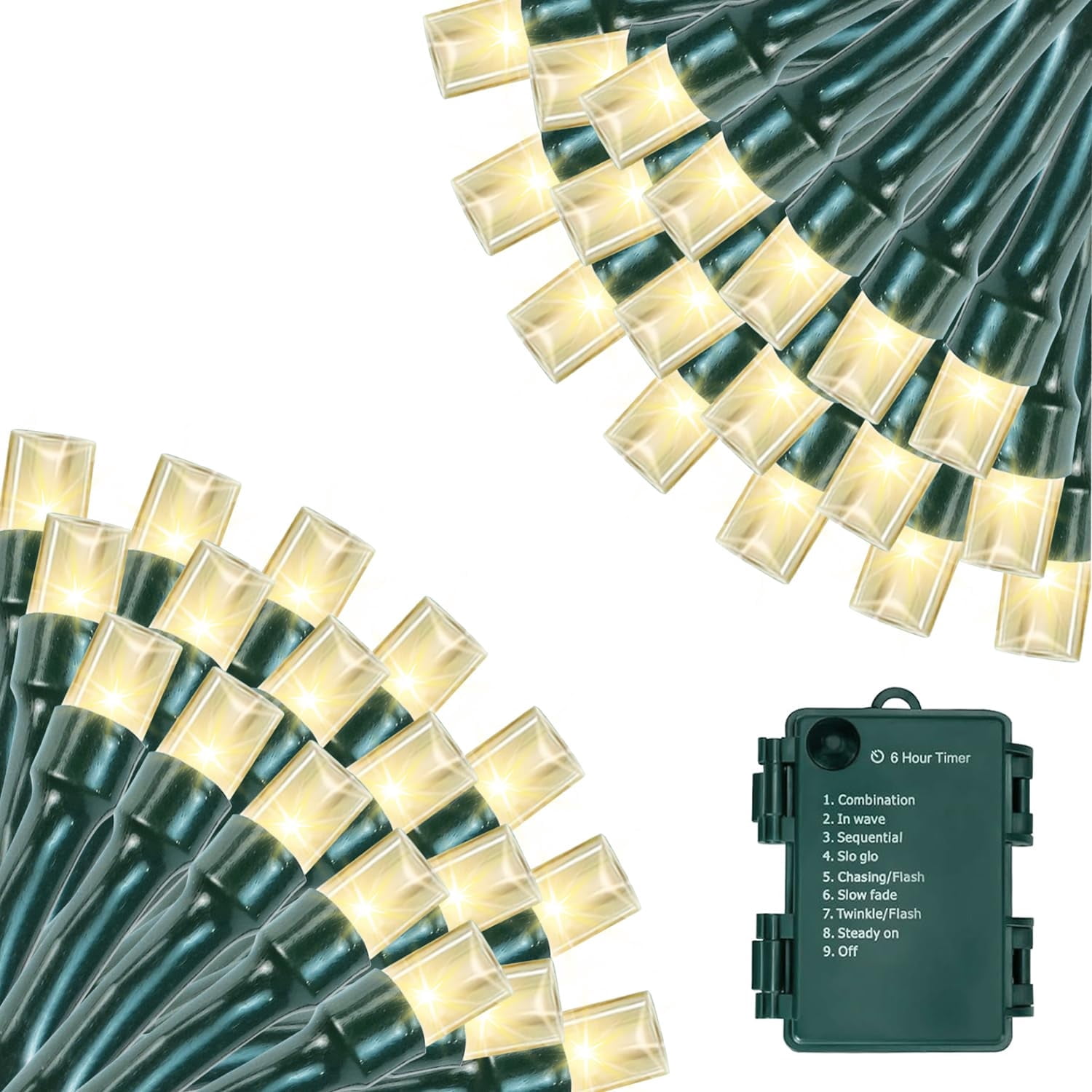 TGXCF 33ft 100 LED Battery Operated Christmas Lights with Timer Twinkle ...