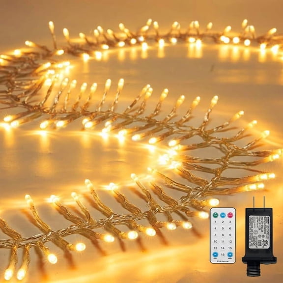 Warm White Christmas Mini LightsTree Lights Outdoor Cluster Light1000 LED Firecrackers String, 16 Modes Timer Remote Waterproof Plug in Twinkle Fairy for Garland Window Party