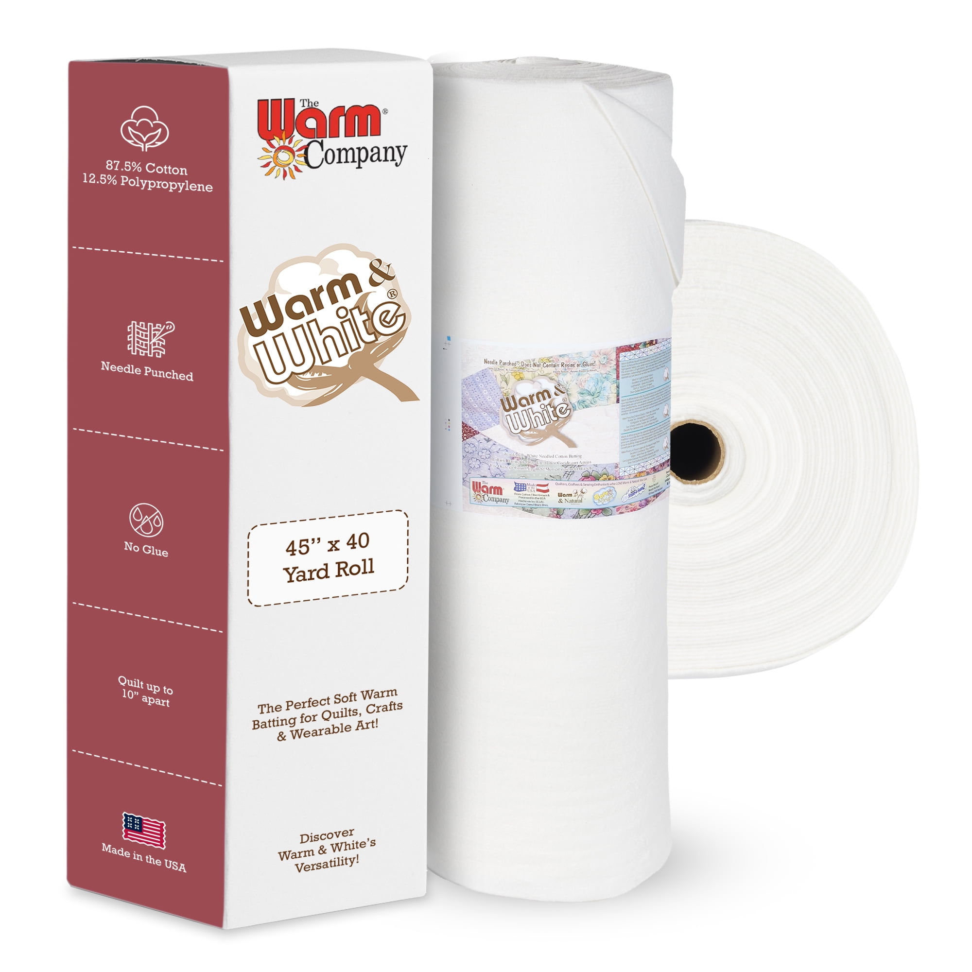 Warm & White Cotton Batting 45" x 40 Yard Bolt