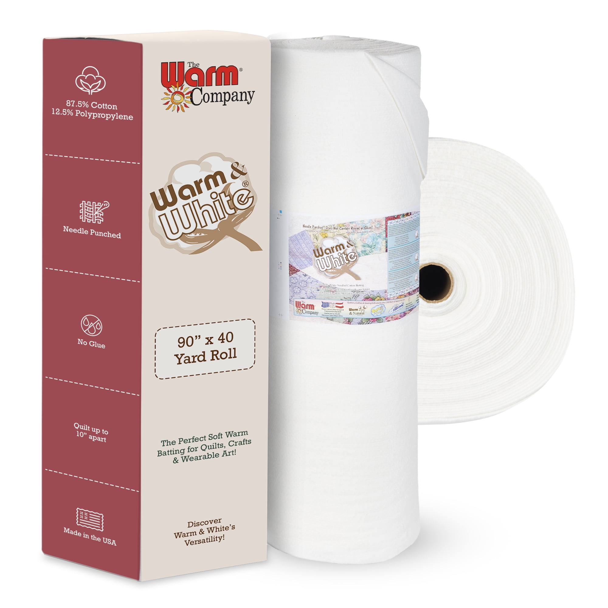 Warm & White Cotton Batting 90"x 40 Yard Bolt