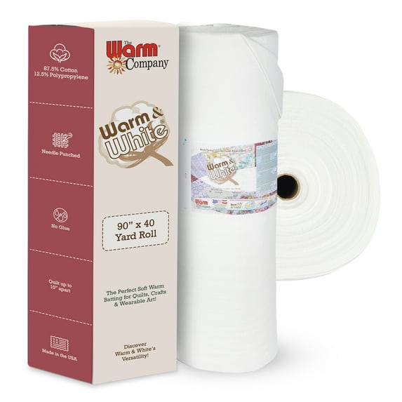Warm & White Cotton Batting 90"x 40 Yard Bolt