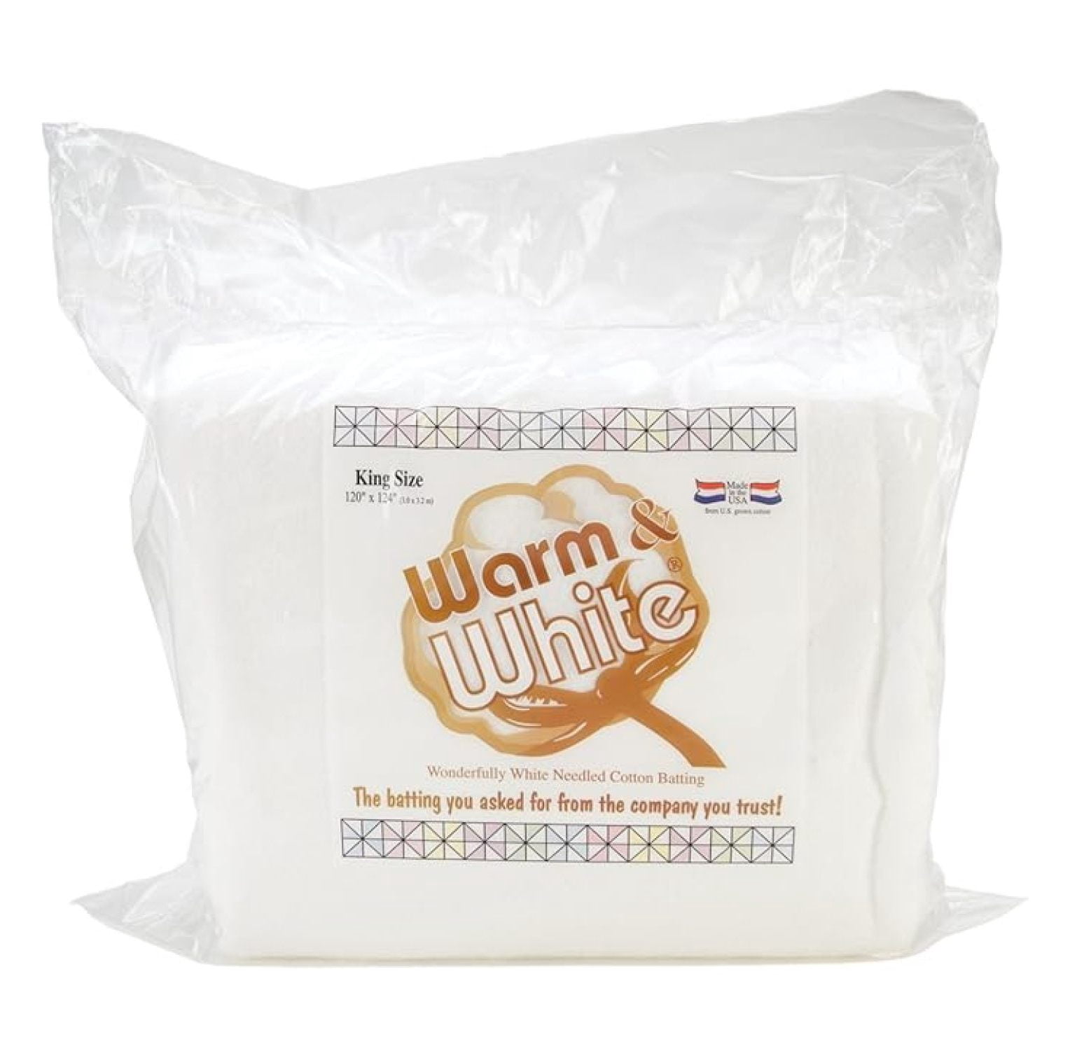 — Warm & White Cotton Batting — King Size 120" x 124" Pre-Cut, Premium Needle-Punched Quilt Batting for & Quilting