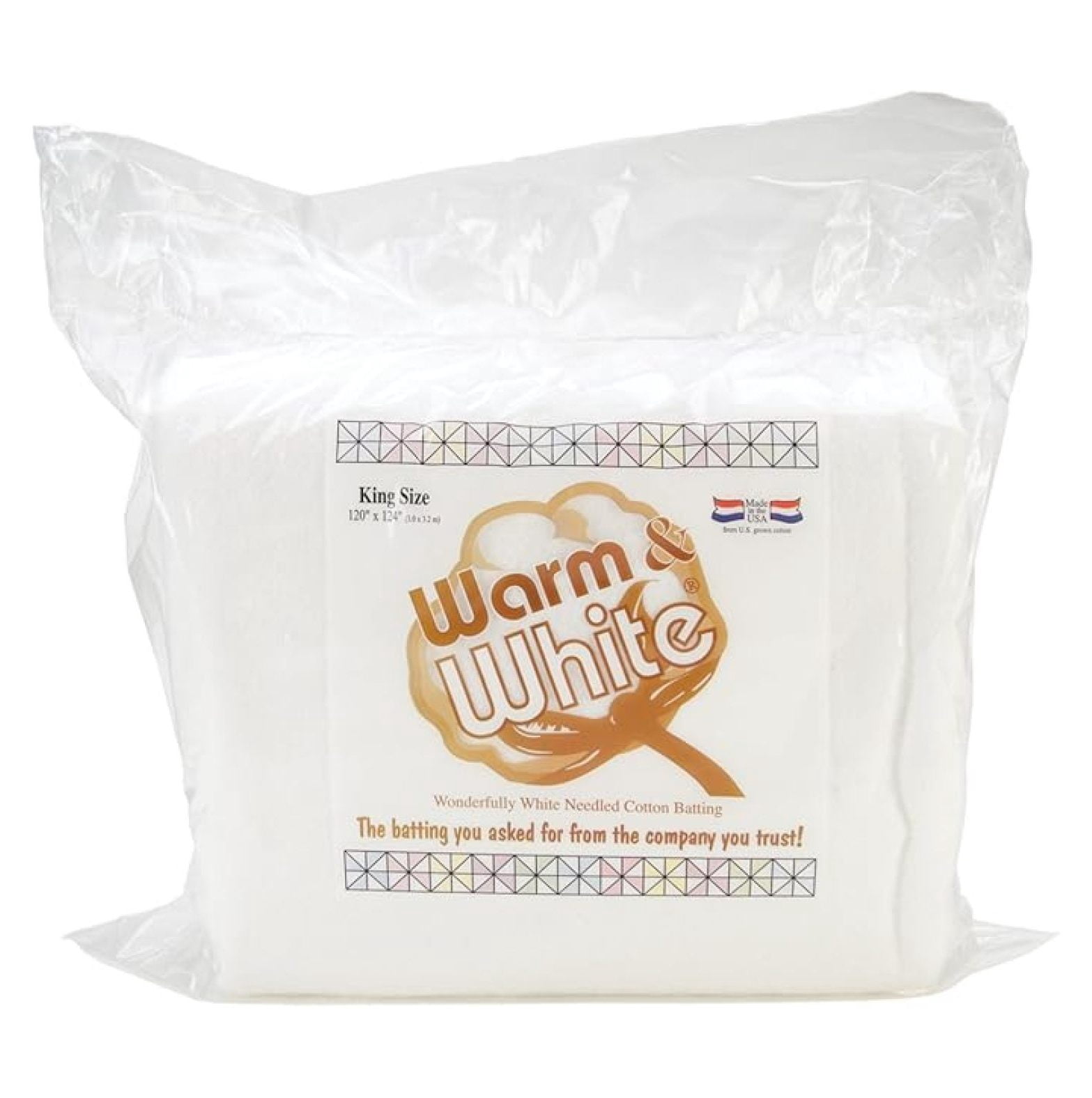 — Warm & White Cotton Batting — King Size 120" x 124" Pre-Cut, Premium Needle-Punched Quilt Batting for & Quilting
