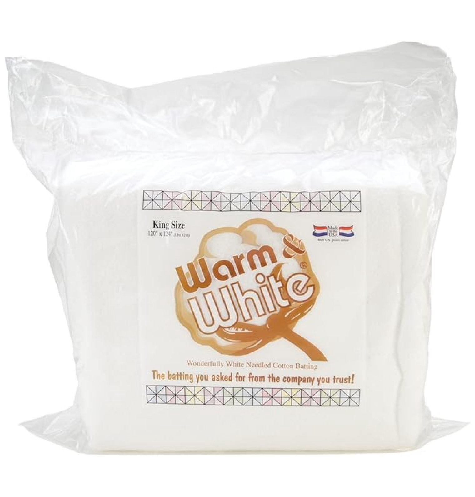 — Warm & White Cotton Batting — King Size 120" x 124" Pre-Cut, Premium Needle-Punched Quilt Batting for & Quilting
