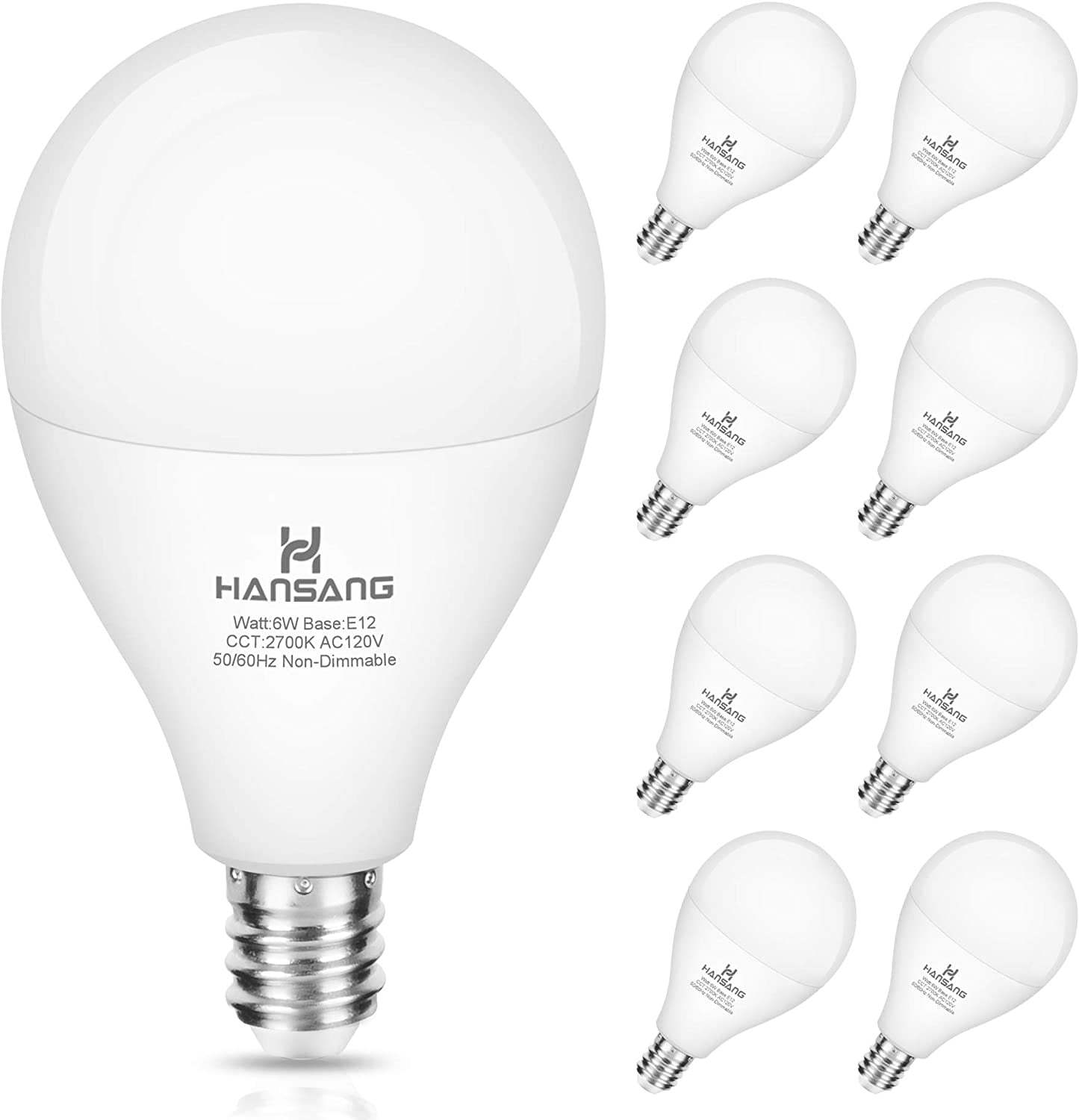 Warm White E12 LED Ceiling Fan Light Bulbs 60 Watt Equivalent 8 Pack