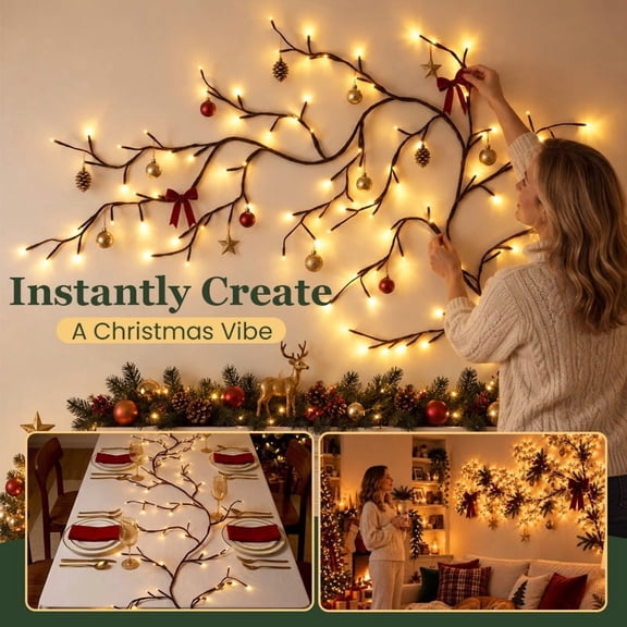 Warm White LED Branch Light Decorative Night Light, 72 Bulb USB Powered Remote Wall Lamp, Cozy Bedroom Ambiance Aesthetic Indoor Room Decor