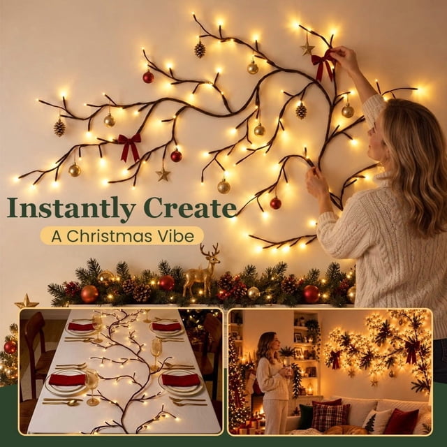 Tree Led Night Light Warm White LED Branch Light Decorative Night Light, 96 LED Tree Branch ...