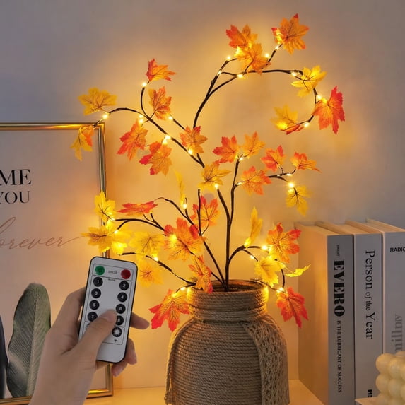 Whit Tos Warm White LED Branch Light Orange and Yellow Leaf Fairy Lights 5.25 ...