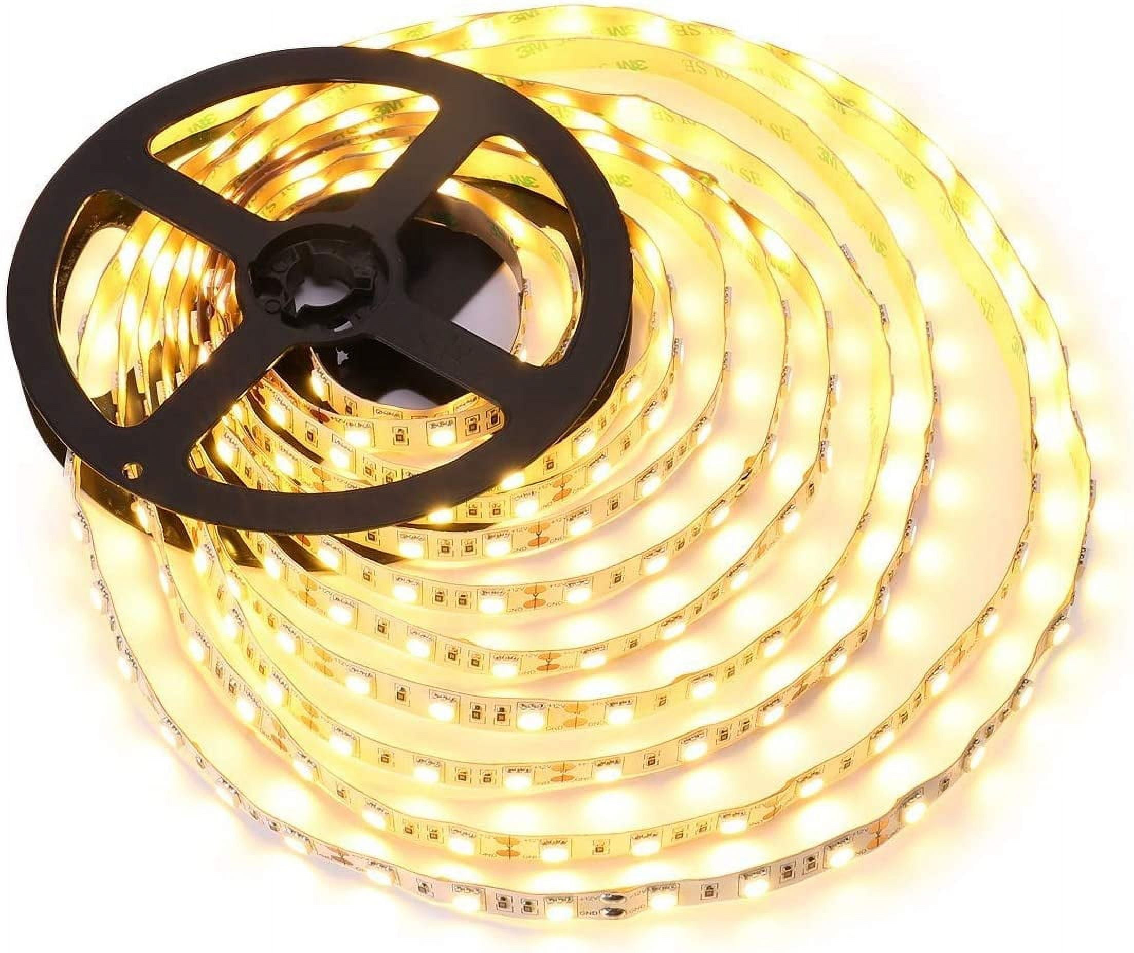 Warm White LED Lights 12V Light Strip 16.4ft/5m Flexible Cuttable 300
