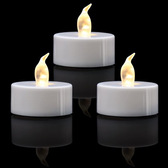 Warm White LED Tea Lights 200 Pack Flickering Flameless Battery Operated Lasting 100 Hours Bestseling