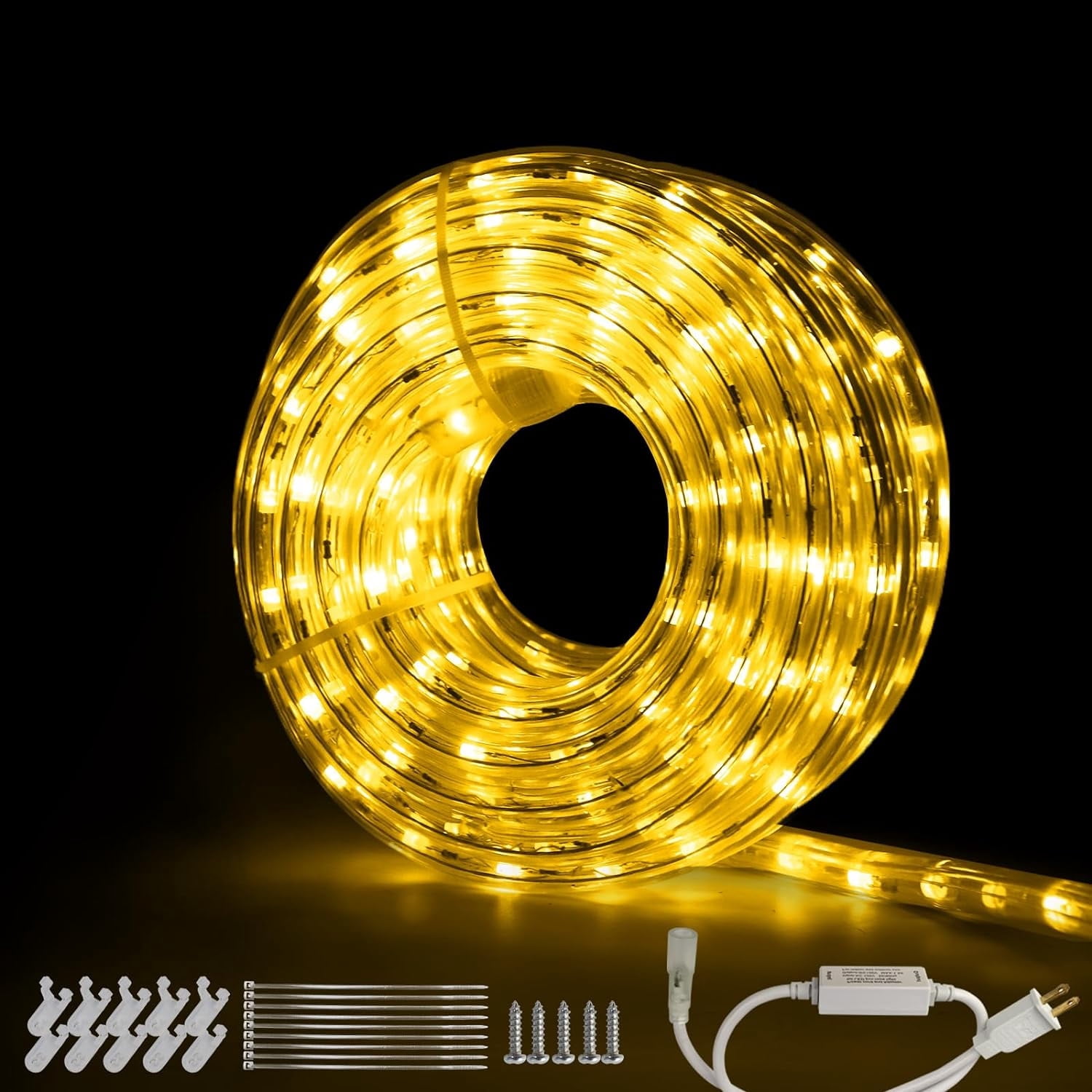 Cuttable Rope Mini Electric Cool Wire Plug: 66ft Waterproof 600LEDs Warm White ...