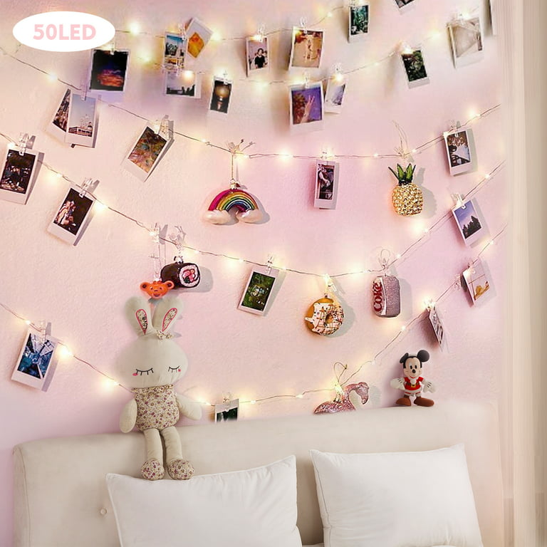 50 LEDs 50 Photo Clips String Light Battery Powered Decoration for Home Living Bedroom Indoor Christmas Party Decoration for Photo Picture Hanging