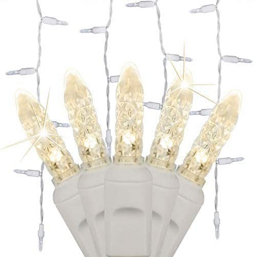 Warm White Twinkling Icicle Lights, 7', White Wire, White Christmas