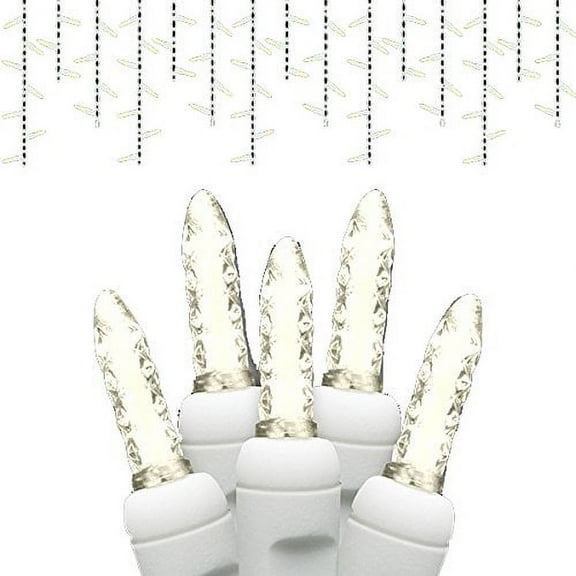Warm White on White Wire LED Icicle Lights