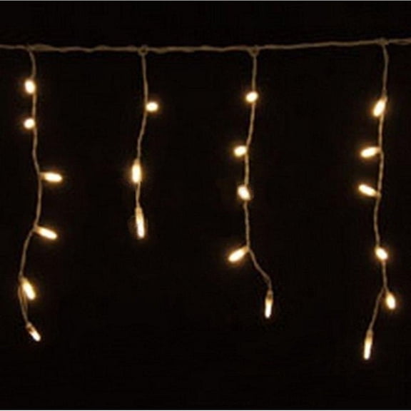 70 Warm White LED Icicle Lights, White Wire