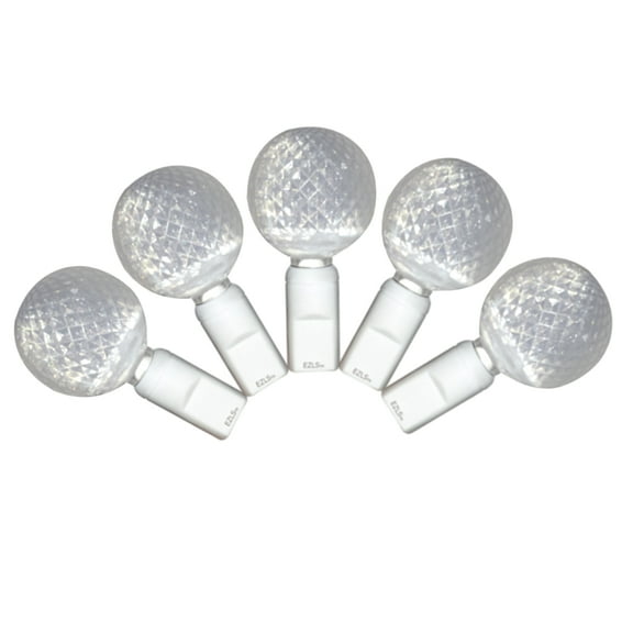 Warm White white wire G25 LED Raspberry Christmas Light String, 50 Bulbs, 25 Ft Strand, Indoor/Outdoor Rated