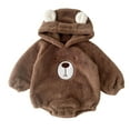 thumbnail image 1 of Girls Bodysuits Warm Winter Baby Clothes Bear Embroidery Hooded Romper Long Sleeve Bodysuit for and, 1 of 8