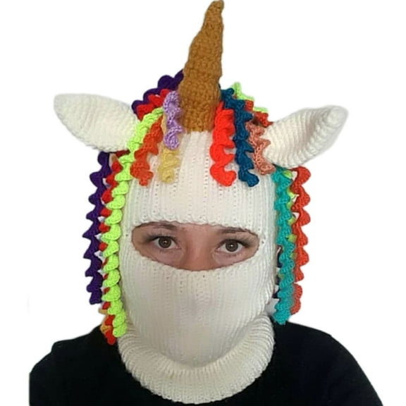 Warm Winter Caps Knit Hat with Ears Devil Horns Pranky Knitted Cap Ski Unisex Soft Headwear for Men Women