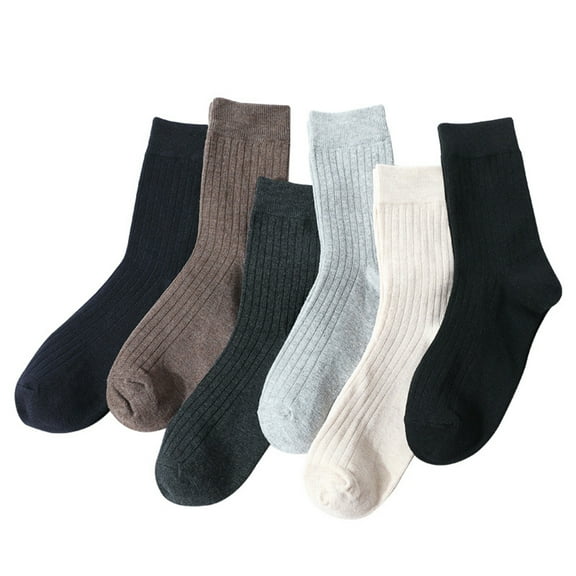 Warm Winter Cozy Thermal Thick Socks Winter Thick Warm Hiking Cozy Crew Comfy Boot Socks for Men,6 Color Streaks Thermal Socks Size One Size 6 Pairs