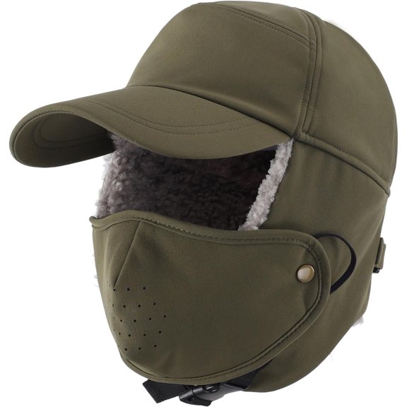 Warm Winter Hat with Ear Flaps Mask Cold Weather Outdoor Ski Cap Water-Resistant Baseball Trapper Hat for Men