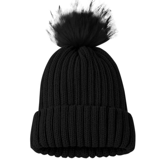 Warm Winter Hats Thermal Beanie Ski Cuff Cap with Pom Snow Beanie Snow Ski Skull Cap Running Beanie Pom Knit Earflap Hats Snowboard Beanie Warm Beanie Black One Size