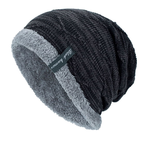 Warm Winter Hats for Women Knit Chunky Snow Cap Thermal Hat Fuzzy Winter Warm Fleece Lined Knitting Skull Beanies Fisherman Beanie Toboggan Hats Vintage Winter Hat Black One Size