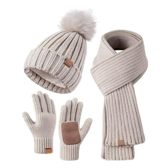 Warm Winter Knitted Wool Plus Velvet Padded Gloves Hats and Scarves Scarf Gloves Boys Hat Gloves Scarf Set Boys Scarf Gloves Set Women Gloves Scarf Set Scarf Gloves Hat Scarf Gloves Hat for Men